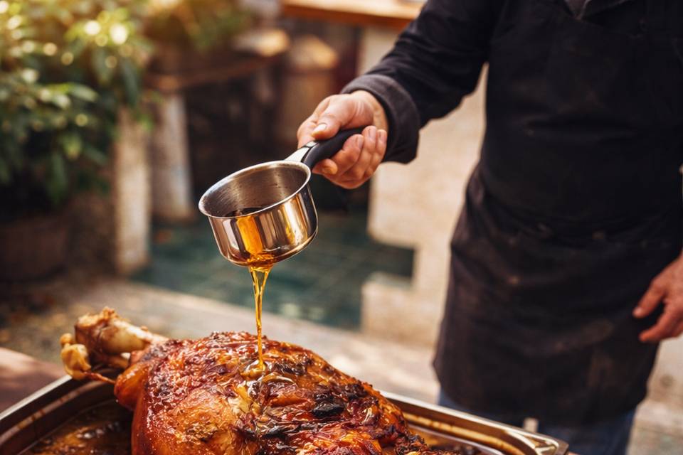 Jamón asado al oporto