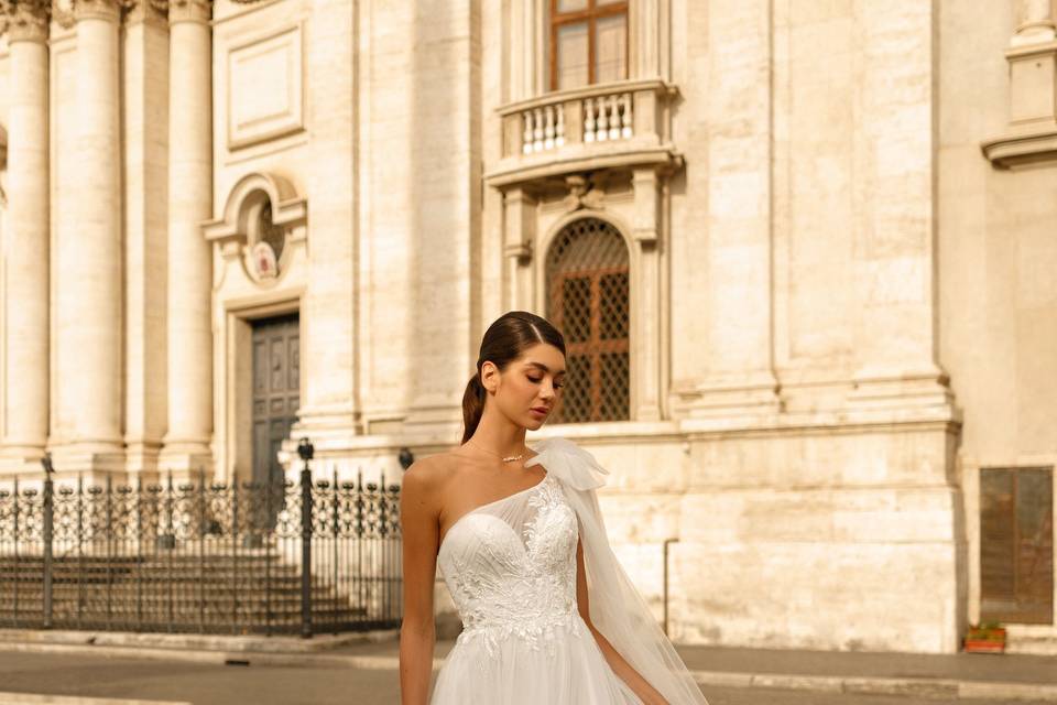 Vestido plisado de tul