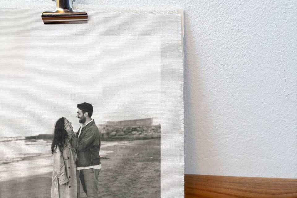 Fotografía revelada sobre tela