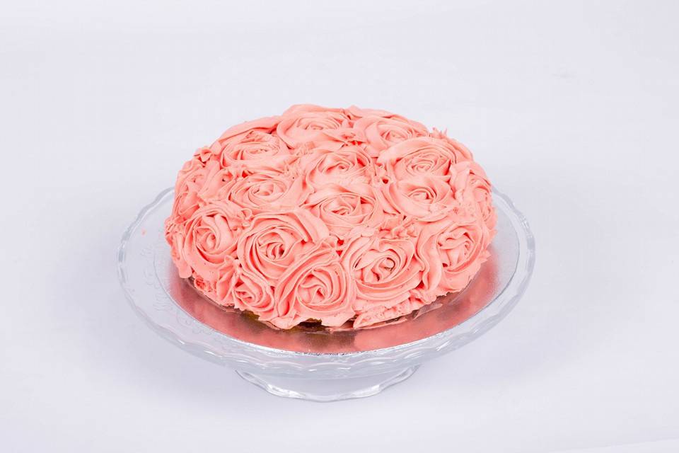 Tarta muestra rosas coral