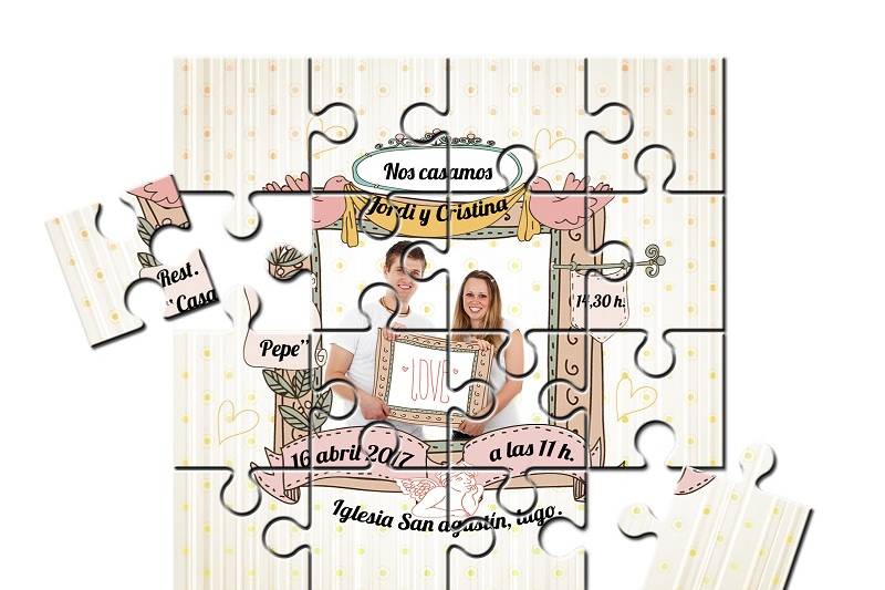 Invitación de boda en puzzle