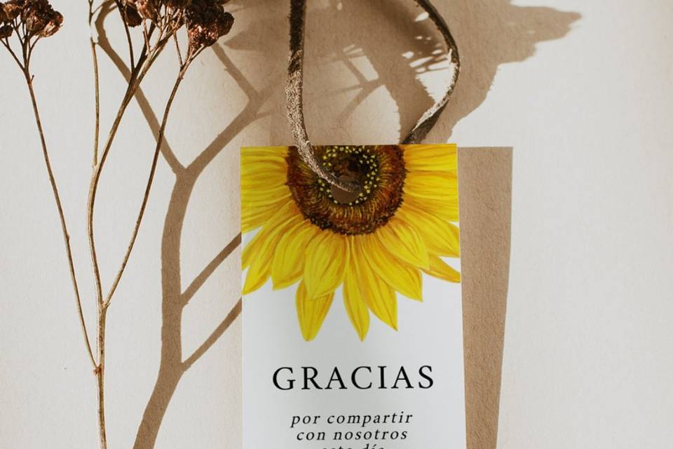 Etiquetas para regalos girasoles