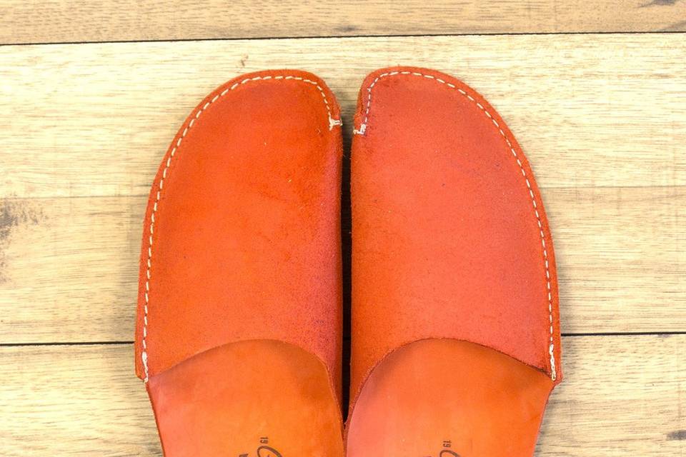 Slippers de piel naranja