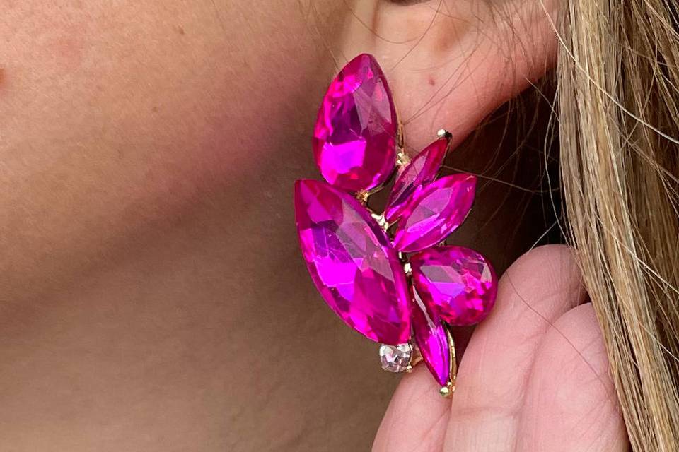 Pendientes de cristal fucsia