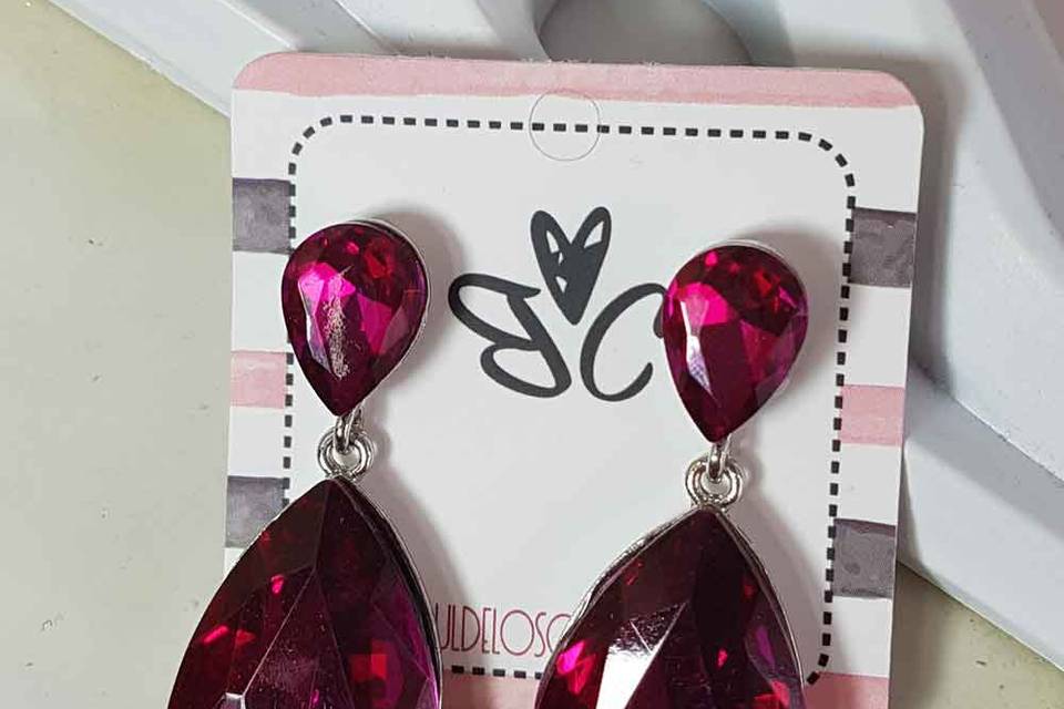 Pendientes de cristal fucsia