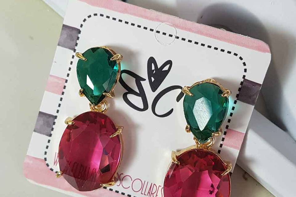 Pendientes de cristal fucsia