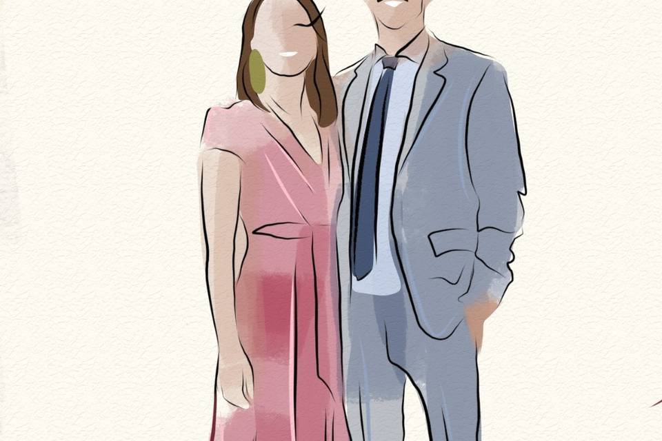 Pareja acuarela