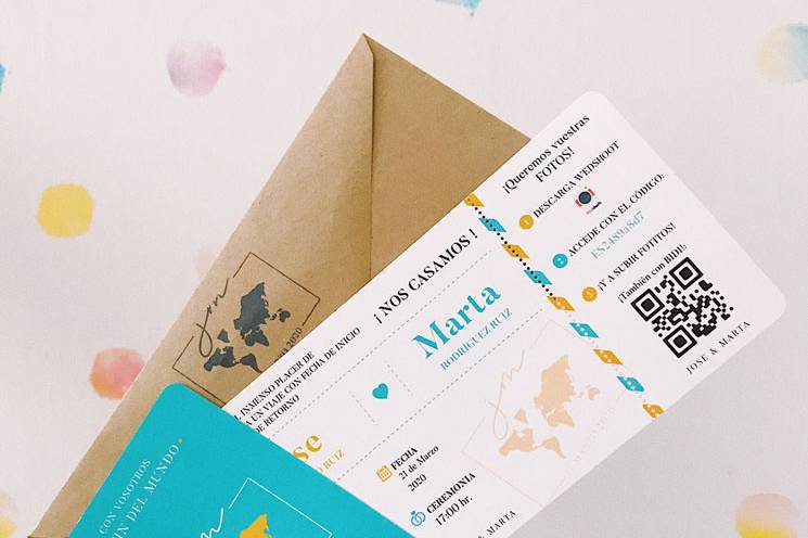 Invitación de ticket y pasaporte