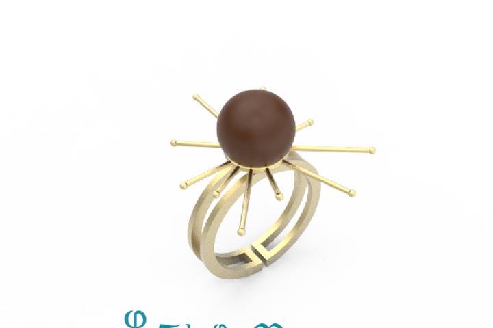 Anillo con perla chocolate