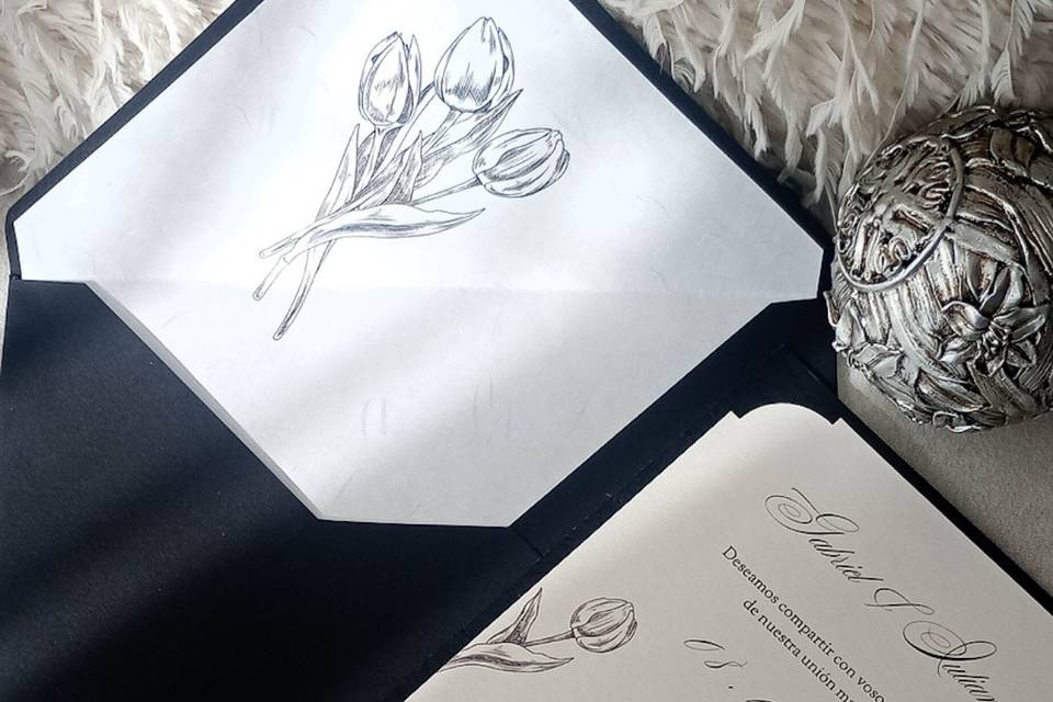 Inv y Sobre Boda Clasica