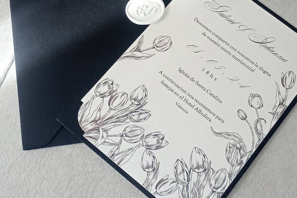 Inv y Sobre Boda Clasica