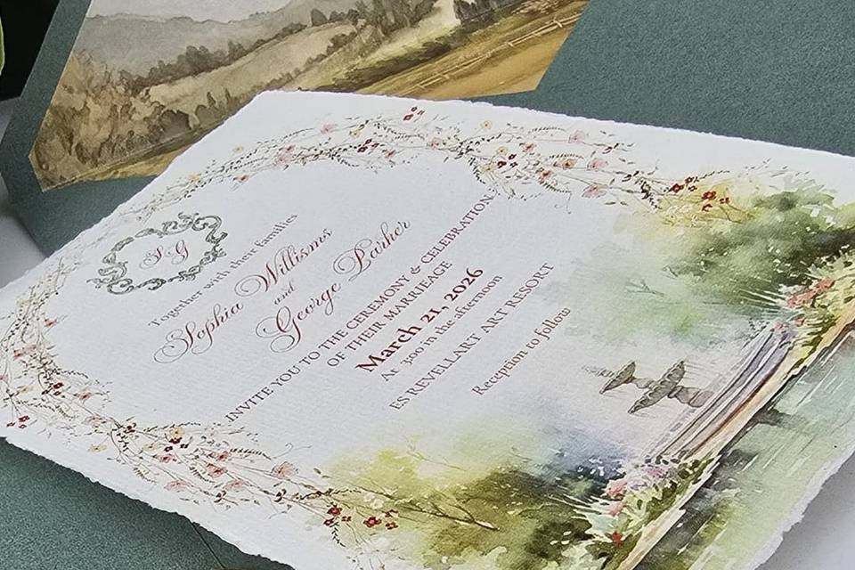 Inv y Sobre Boda Vintage