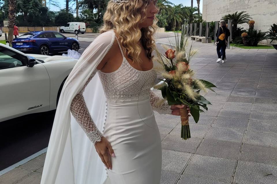 Novia con ramo