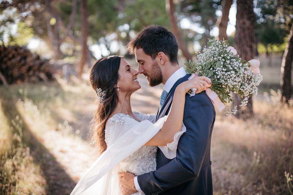 Novios al atardecer