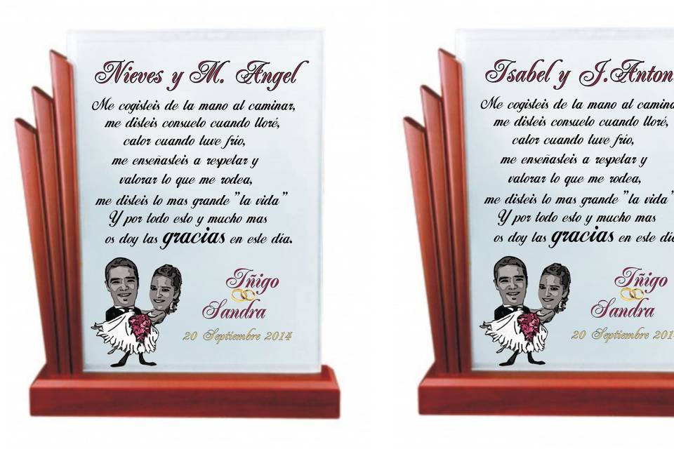 Placas para boda a color