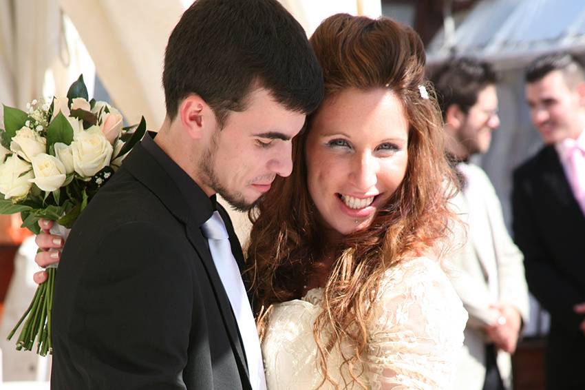 Recien casados en la playa