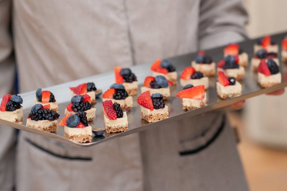 Galleta de foie y fruta