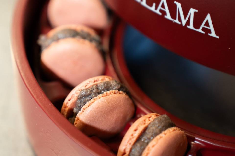 Macaron de crema de morcilla