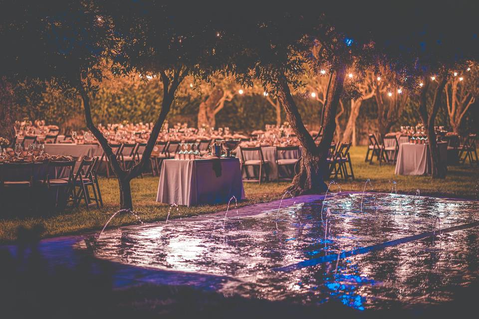 Cena con susurro del agua