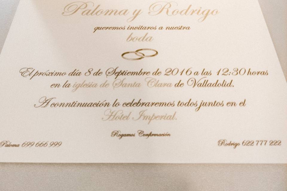 Diseño invitación, interior