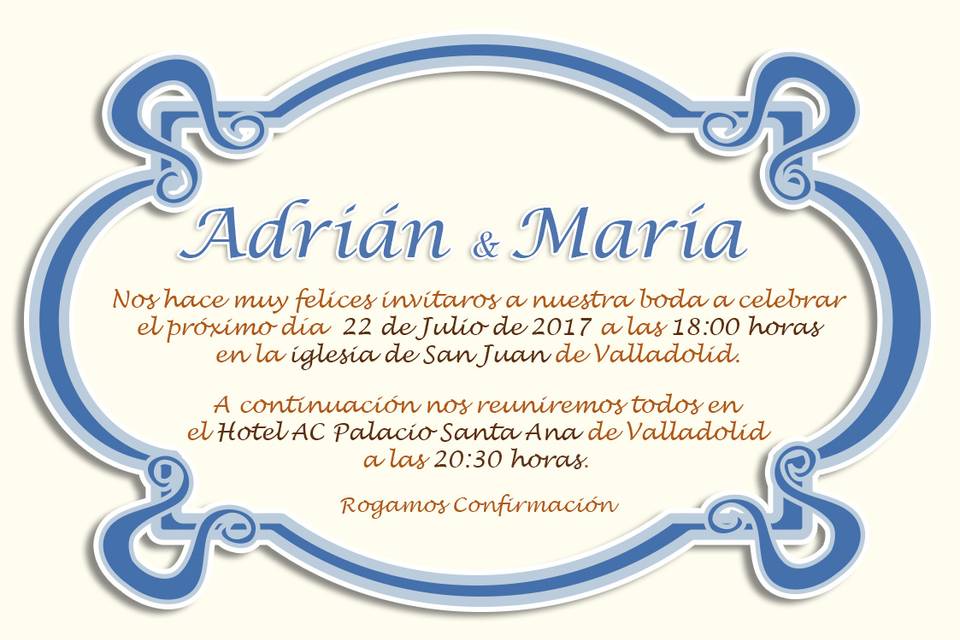 Diseño invitación, boda