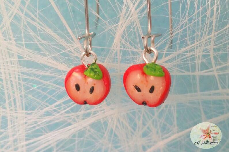 Pendientes manzana detalle