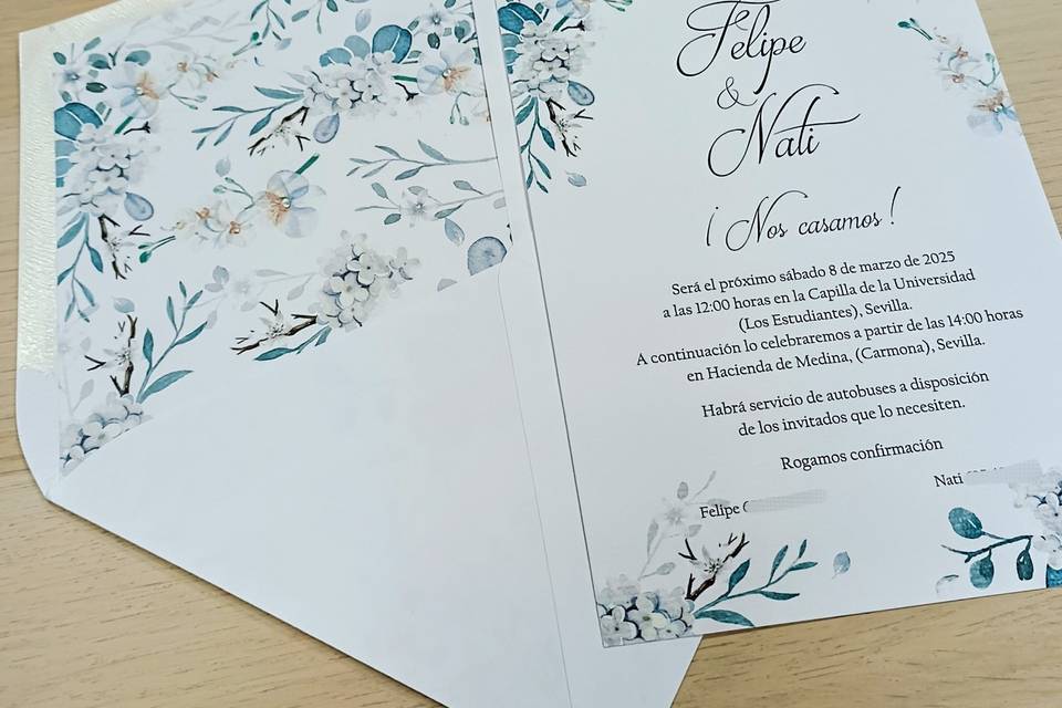 Invitación Abril sobre forrado