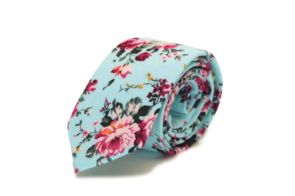 Corbata floral turquesa
