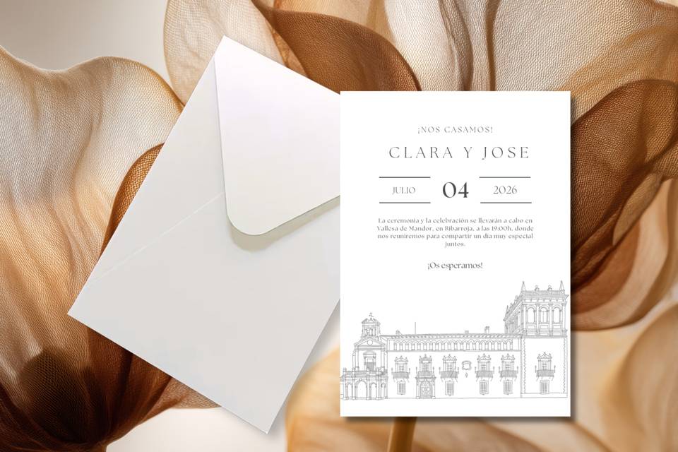 Invitación lineal y sobre vert