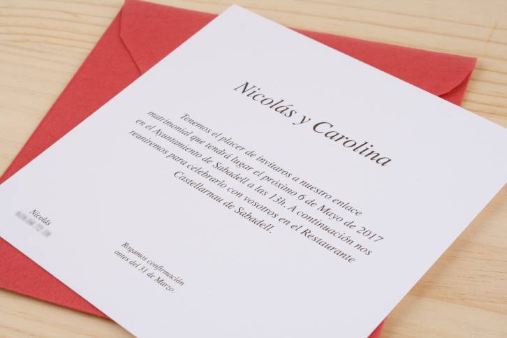 Invitación de boda sencilla