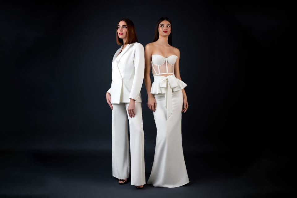 Traje y vestido blanco