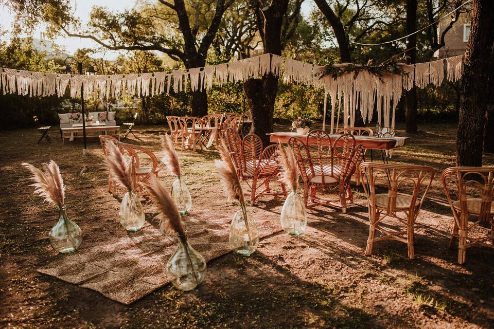 Ceremonia Boho con Backdrop