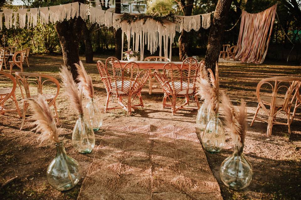 Ceremonia con pampas boho