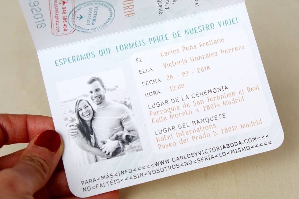 Invitaciones de boda pasaporte