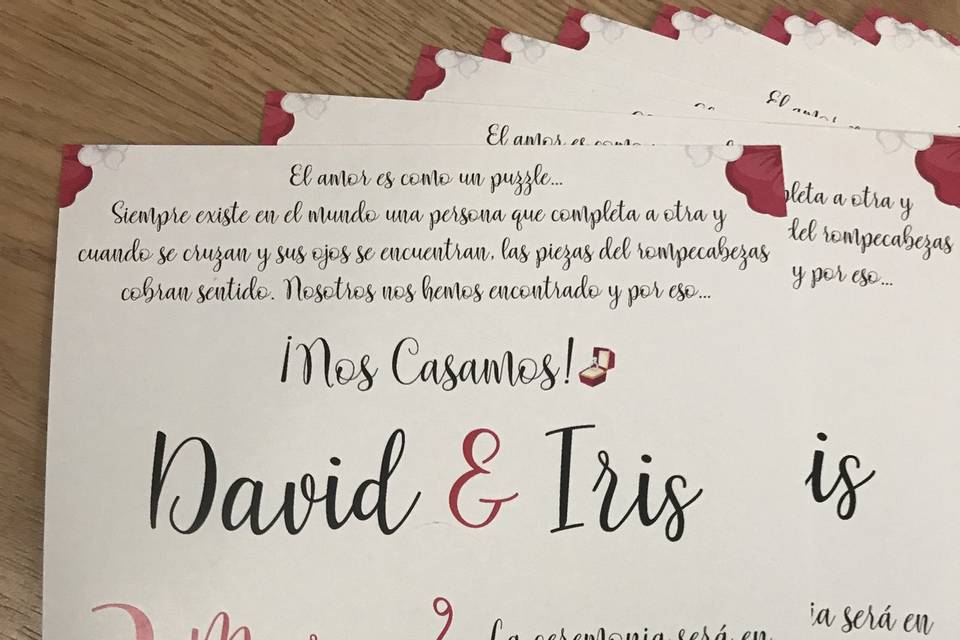 Invitación con rojos