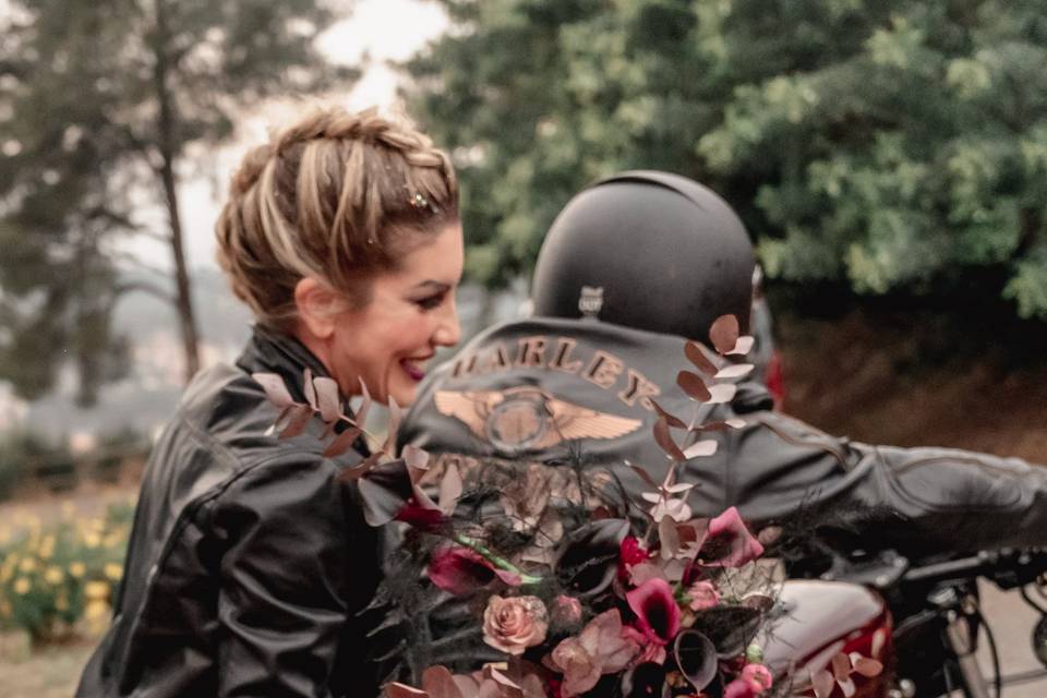 Novia en moto