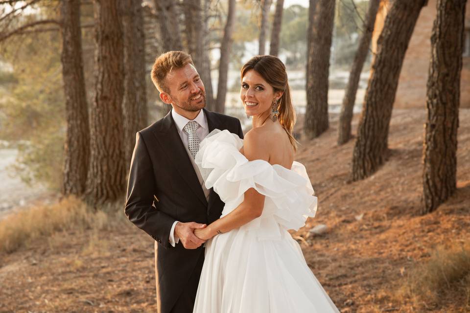 Posado boda al atardecer