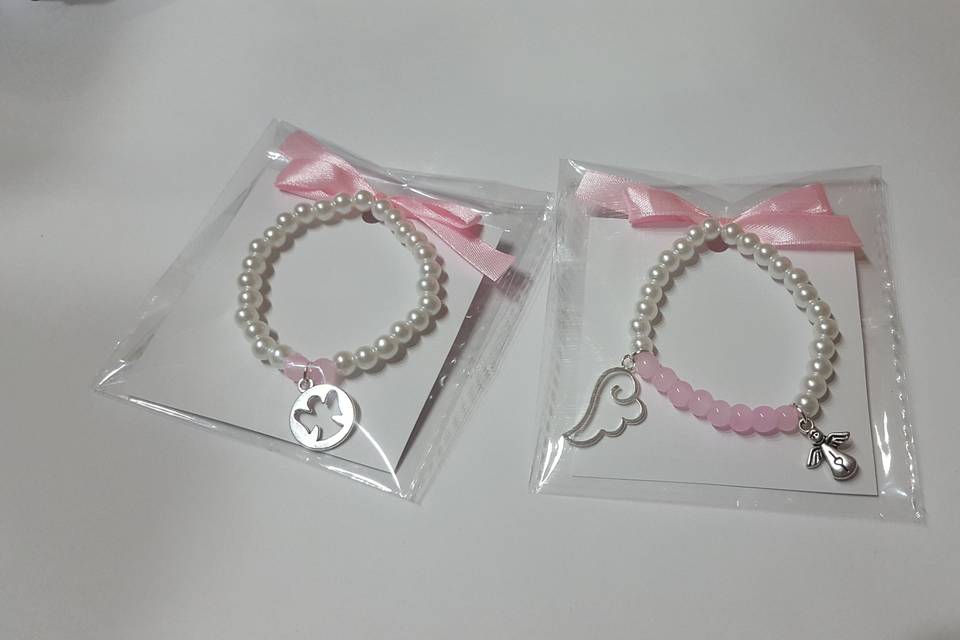 Pulseras perlas con ángel