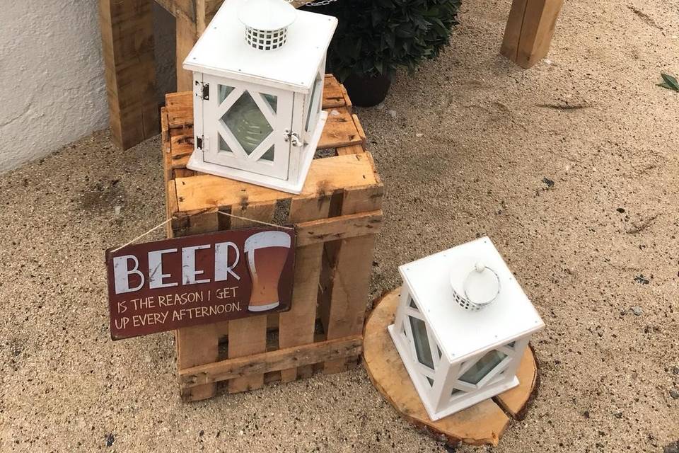 Bañeras de cerveza en madera