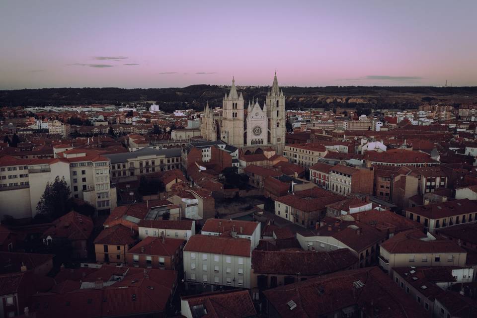 Vista de dron durante posado