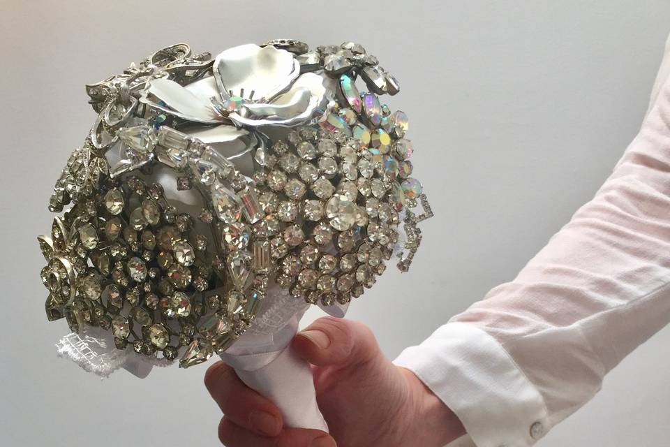 Bouquet plata y strass