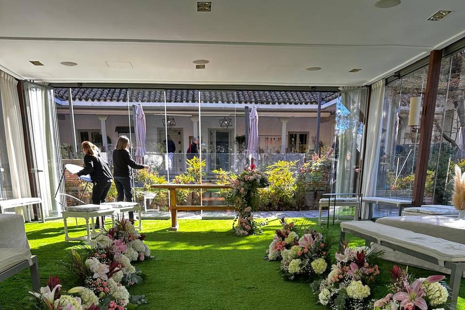 Decoración con hortensias