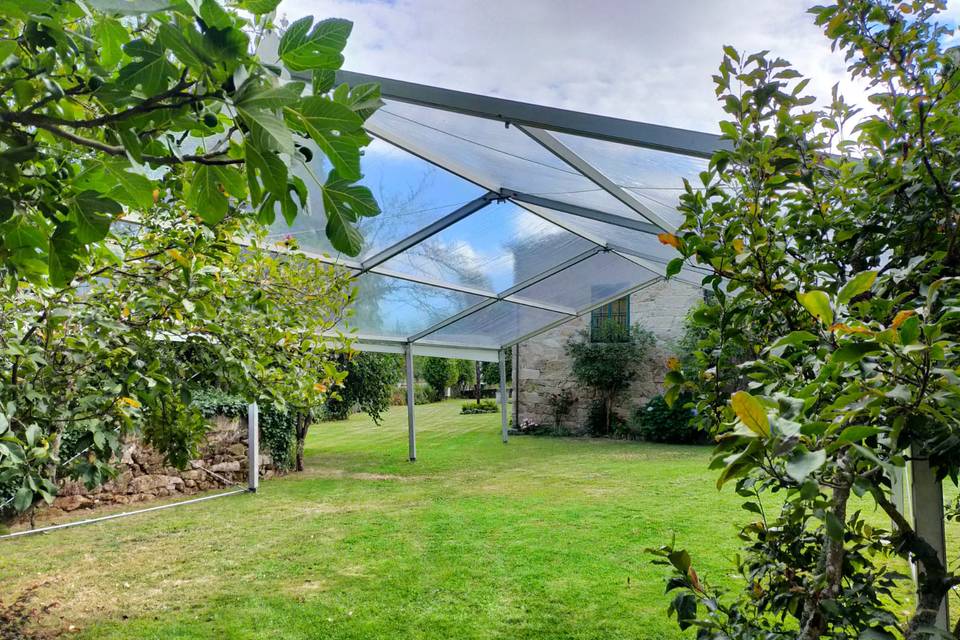 Carpa con techo transparente