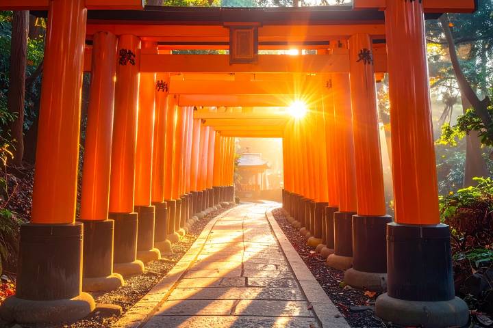 Kioto y templo en Japón
