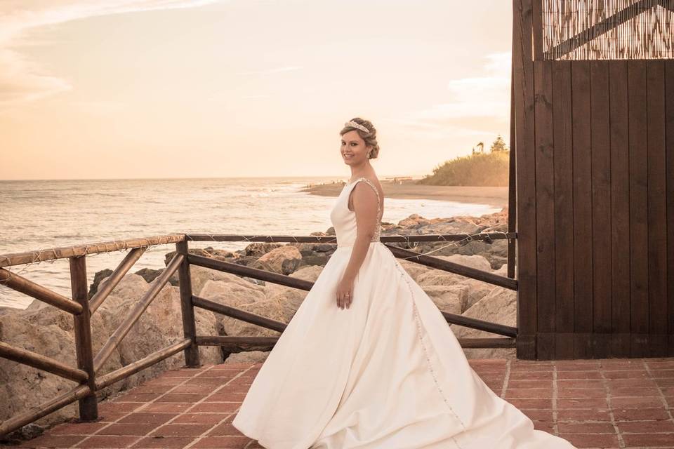 Novia en el atardecer, Málaga