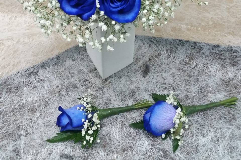 Ramo de novia de rosas azules