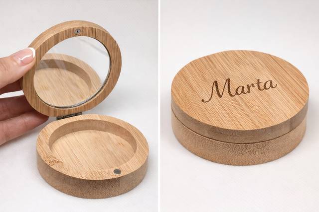 Espejo de madera grabado