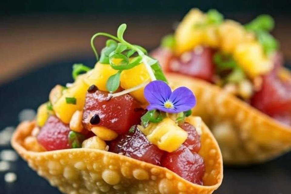 Saquitos de atún con mango