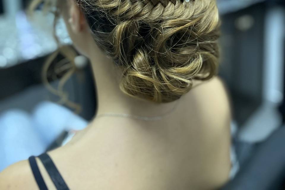 Recogido trenza espiga novia