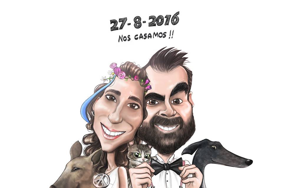 Caricatura para invitación de boda